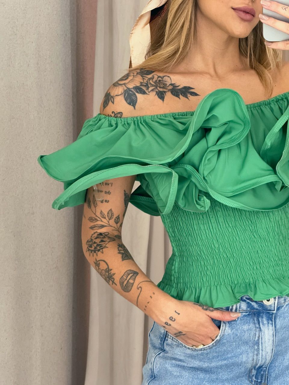 CROPPED RAISSA LASTEX VERDE