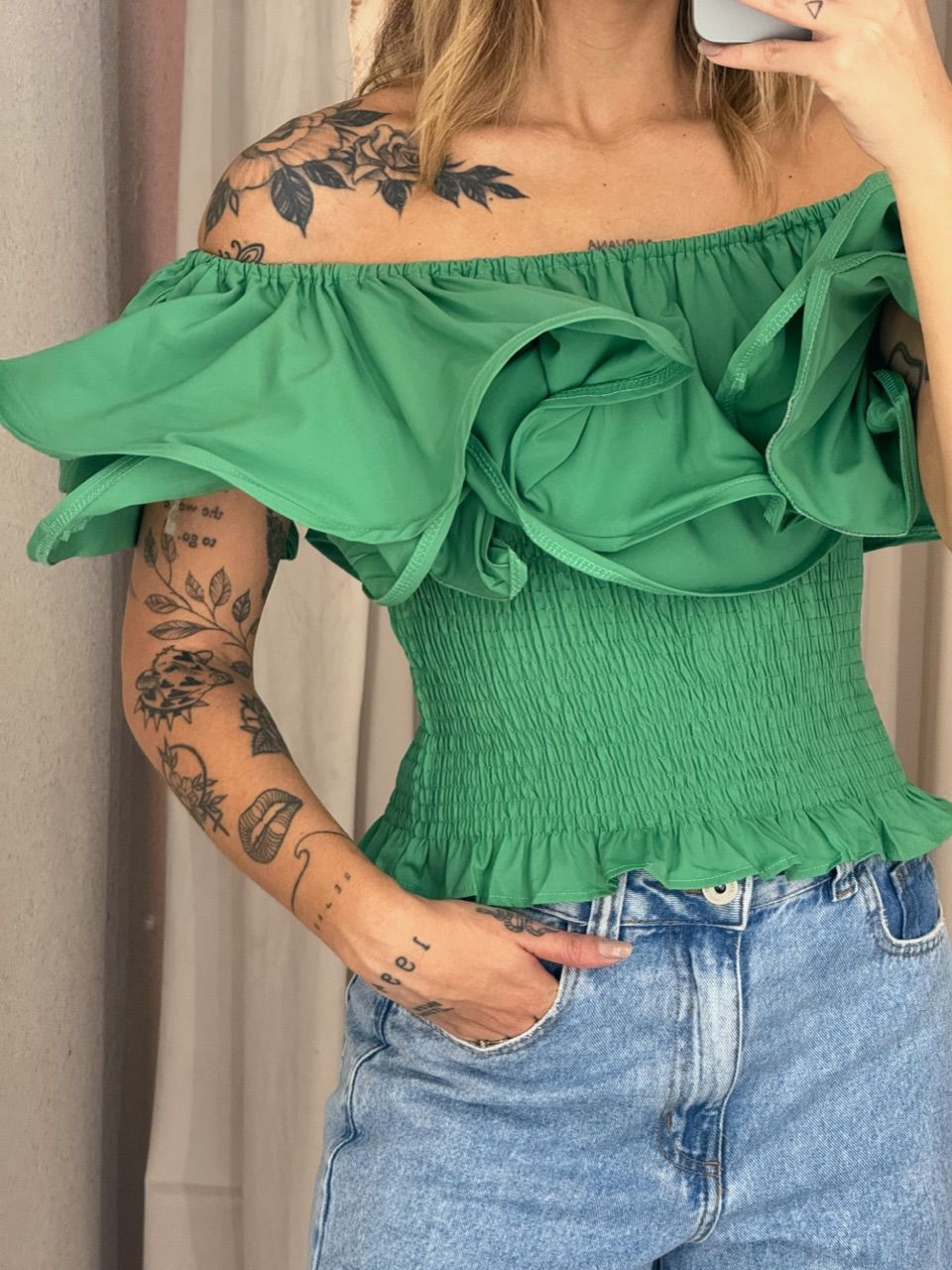 CROPPED RAISSA LASTEX VERDE