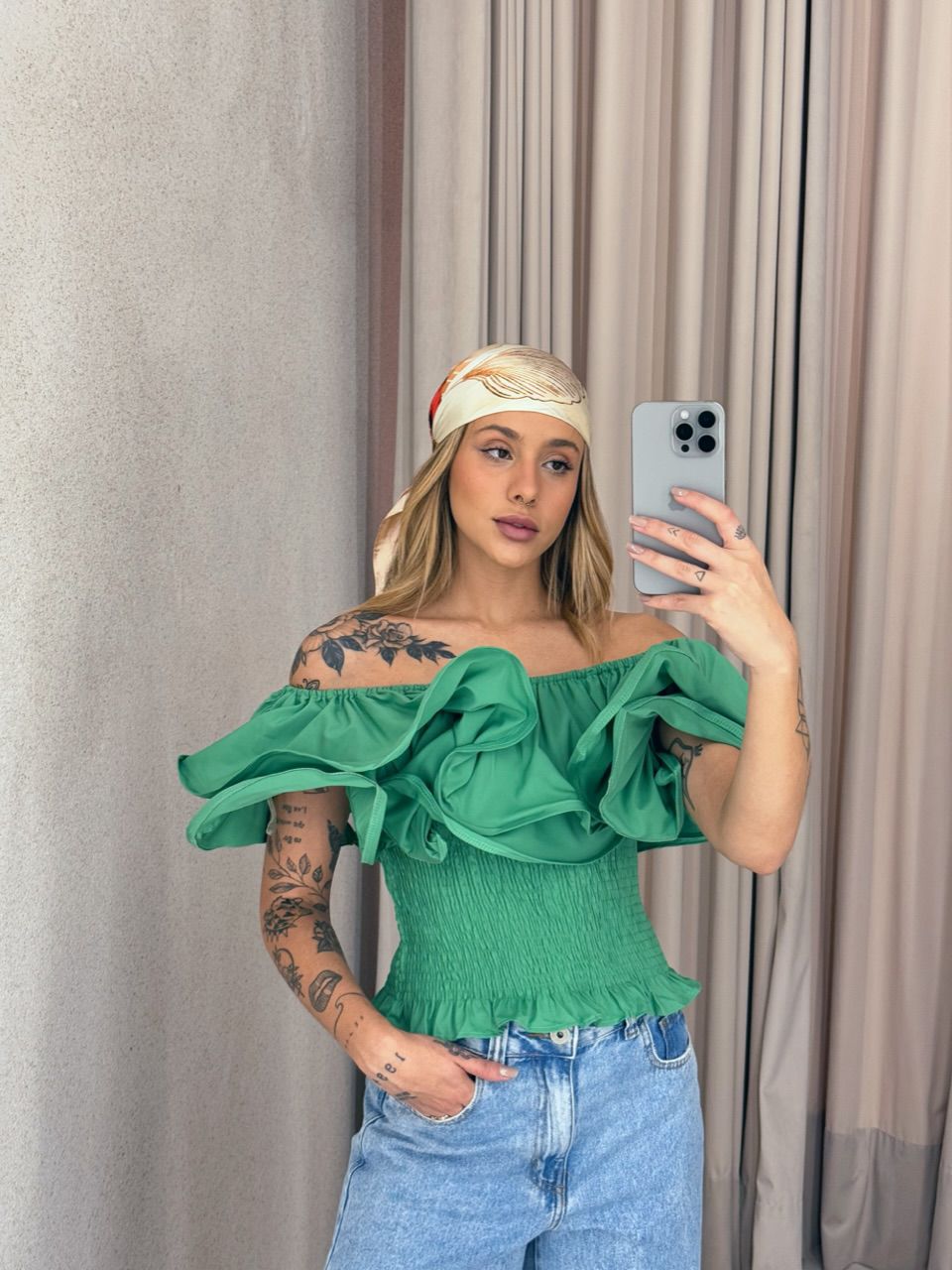 CROPPED RAISSA LASTEX VERDE