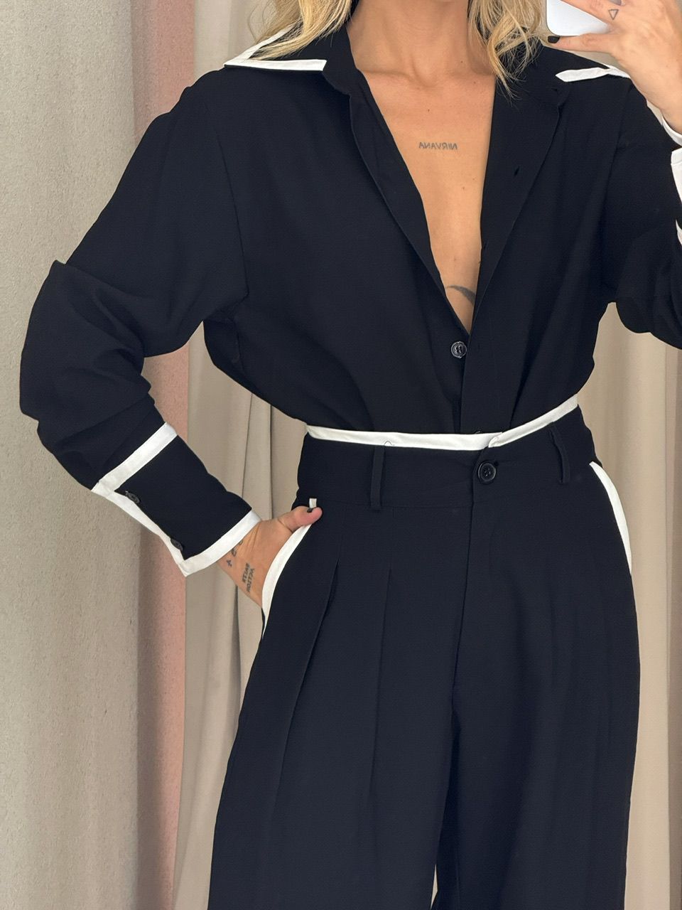 CONJUNTO ANA FLÁVIA CAMISA PRETO