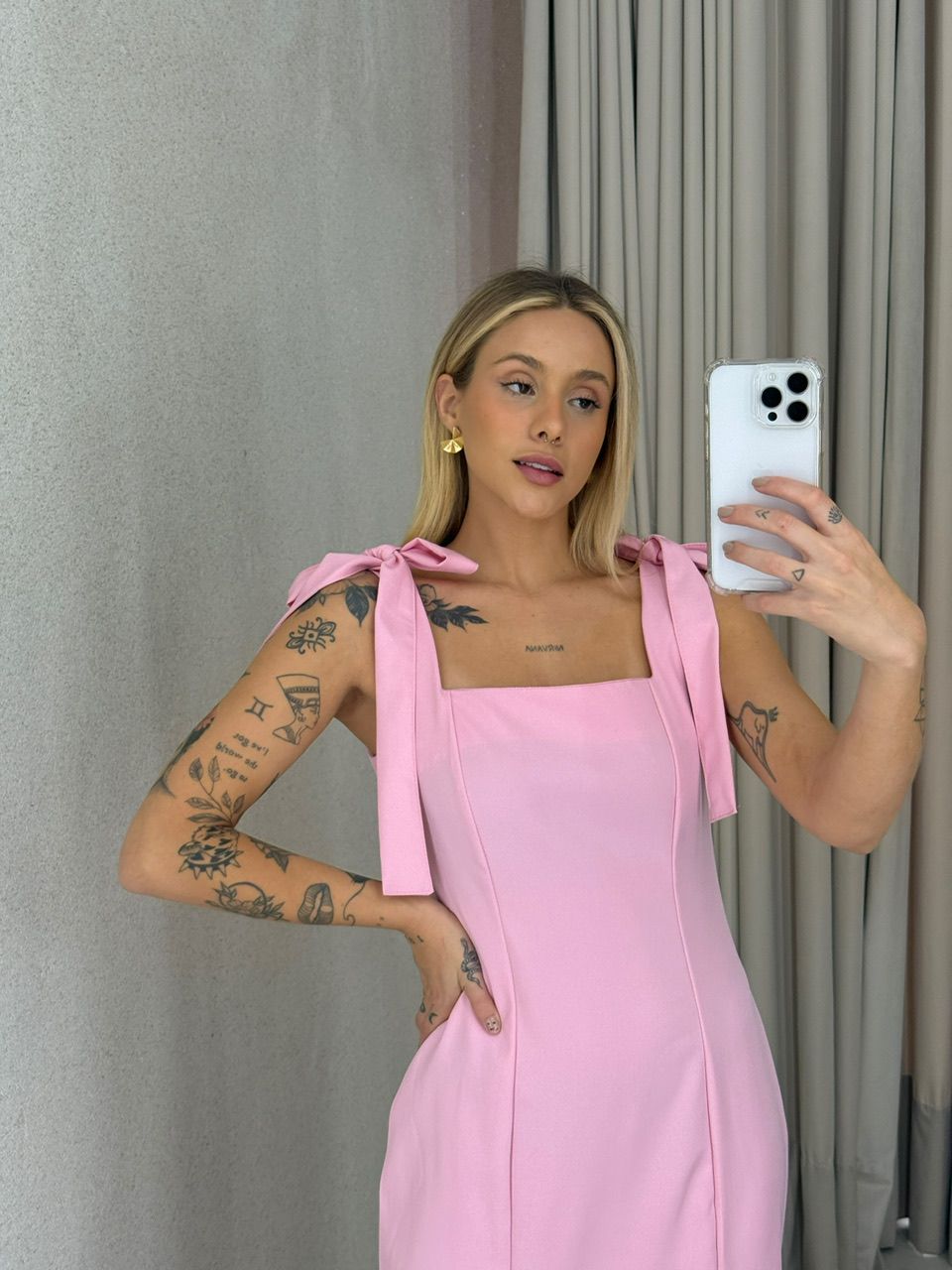 VESTIDO SAMANTA LAÇO BABY PINK
