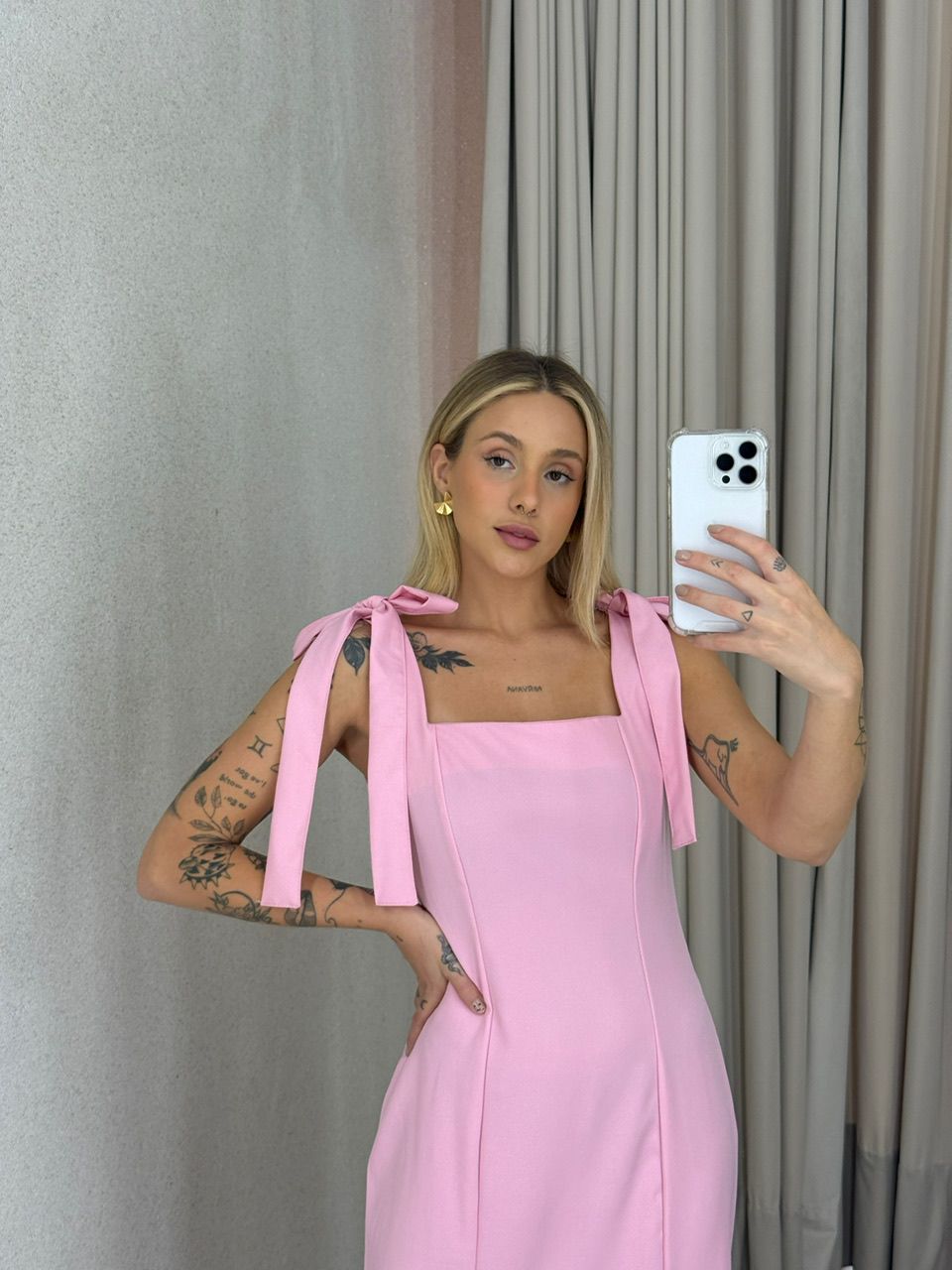 VESTIDO SAMANTA LAÇO BABY PINK