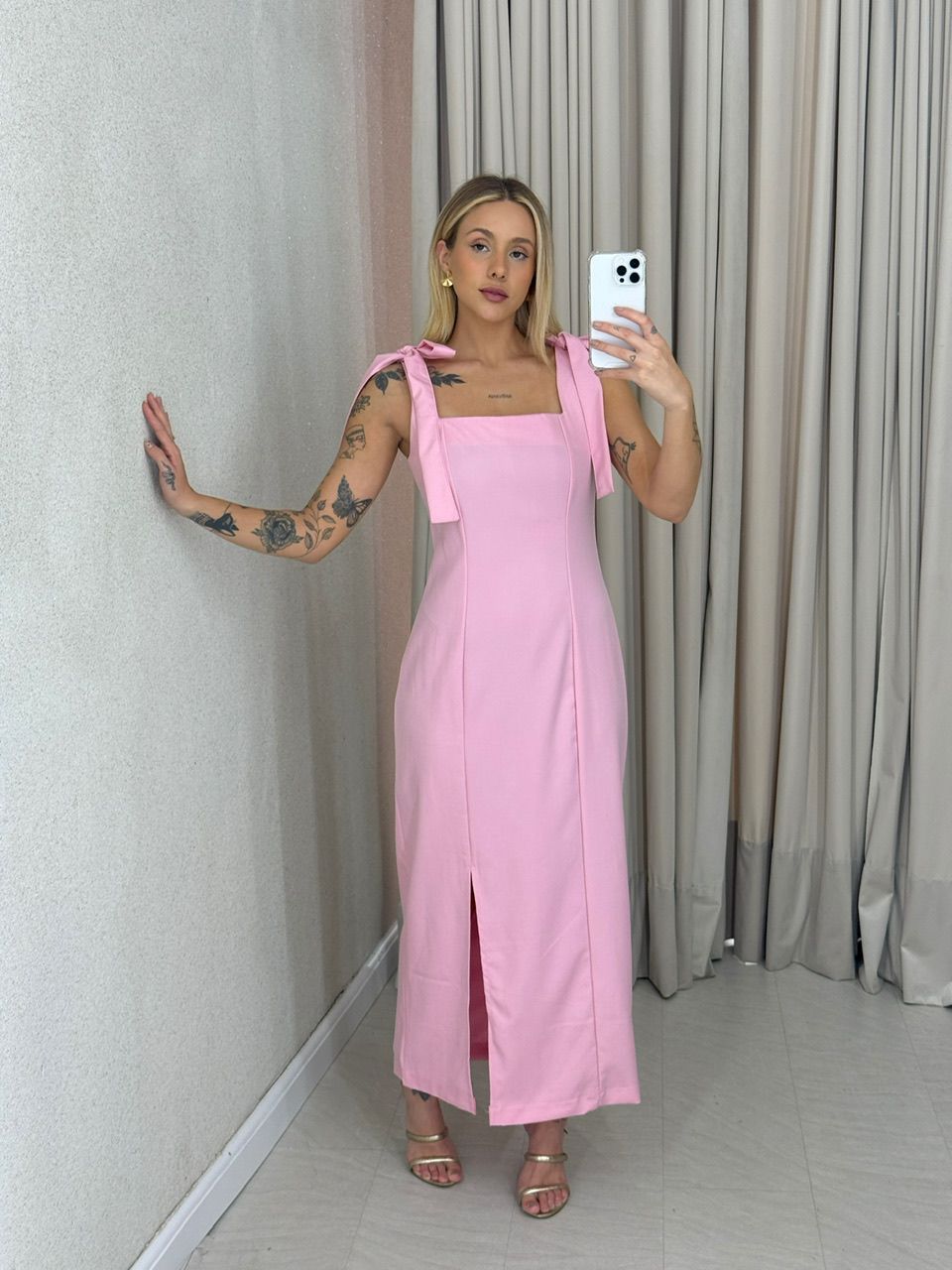 VESTIDO SAMANTA LAÇO BABY PINK