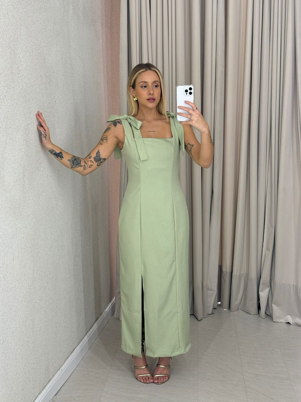 VESTIDO SAMANTA LAÇO PISTACHE