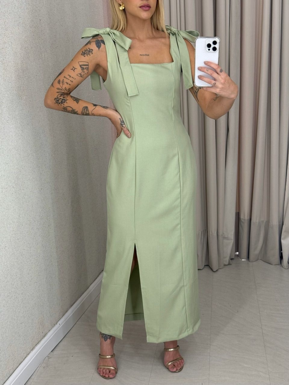 VESTIDO SAMANTA LAÇO PISTACHE