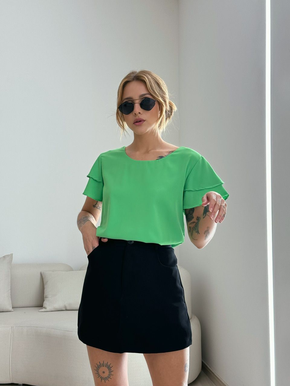 BLUSA ALLANA MANGA DUPLA VERDE