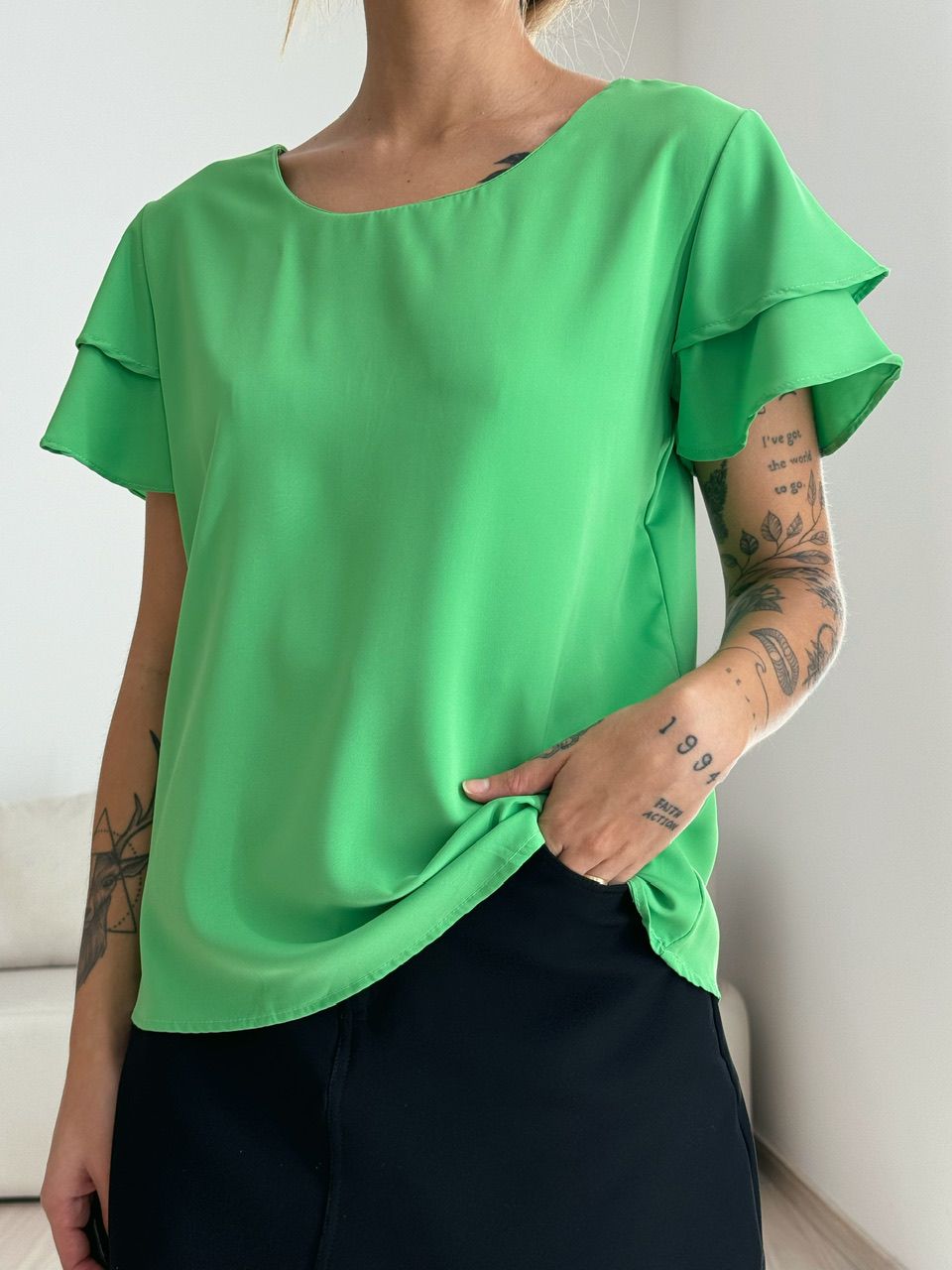 BLUSA ALLANA MANGA DUPLA VERDE