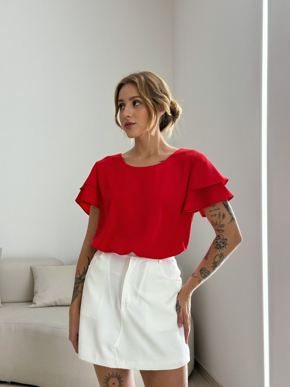 BLUSA ALLANA MANGA DUPLA VERMELHA