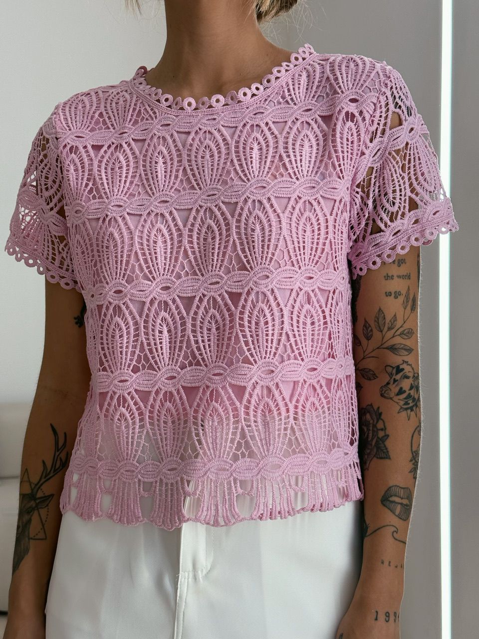 BLUSA CLARA GUIPIR ROSA CLARO