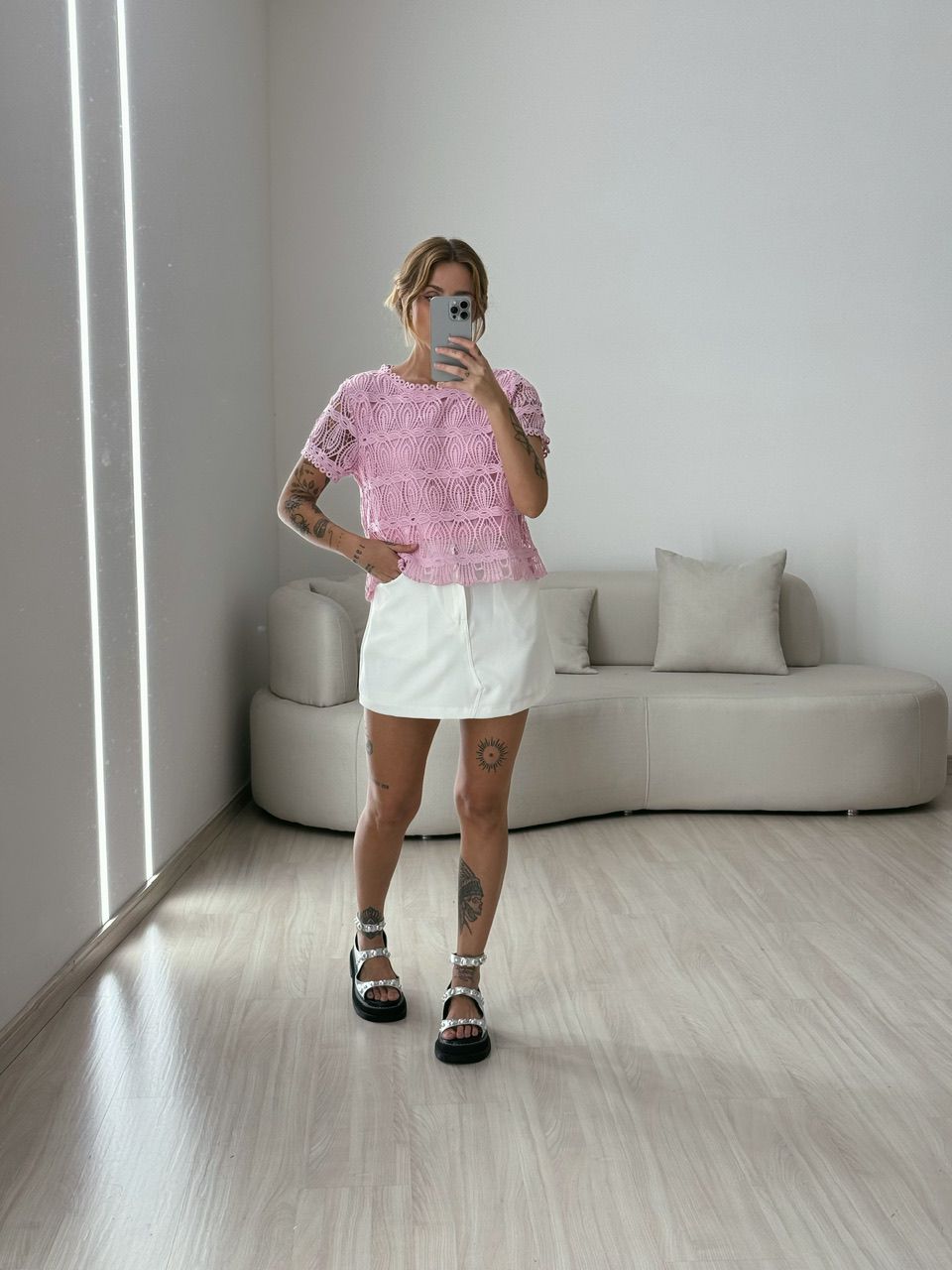 BLUSA CLARA GUIPIR ROSA CLARO