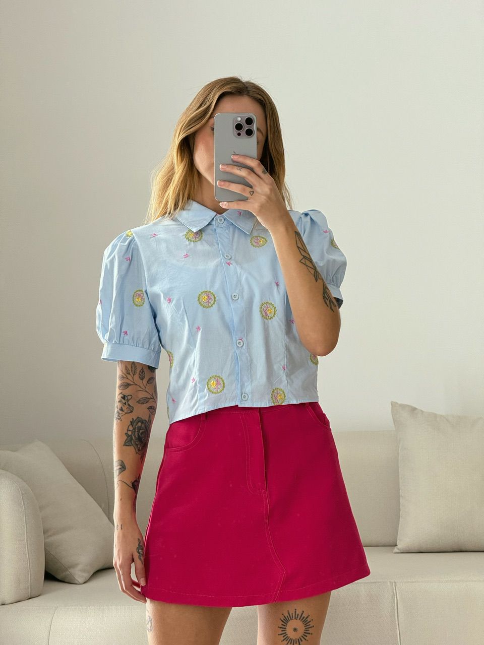 CAMISA MARIANE CURTA AZUL