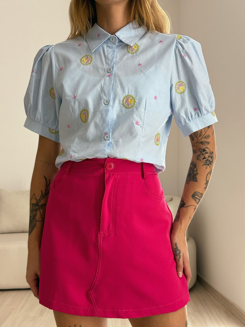 CAMISA MARIANE CURTA AZUL
