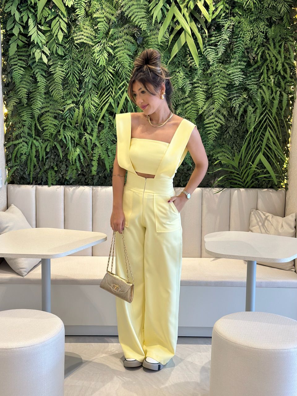 CONJUNTO CF SALOPETE CROPPED Amarelo
