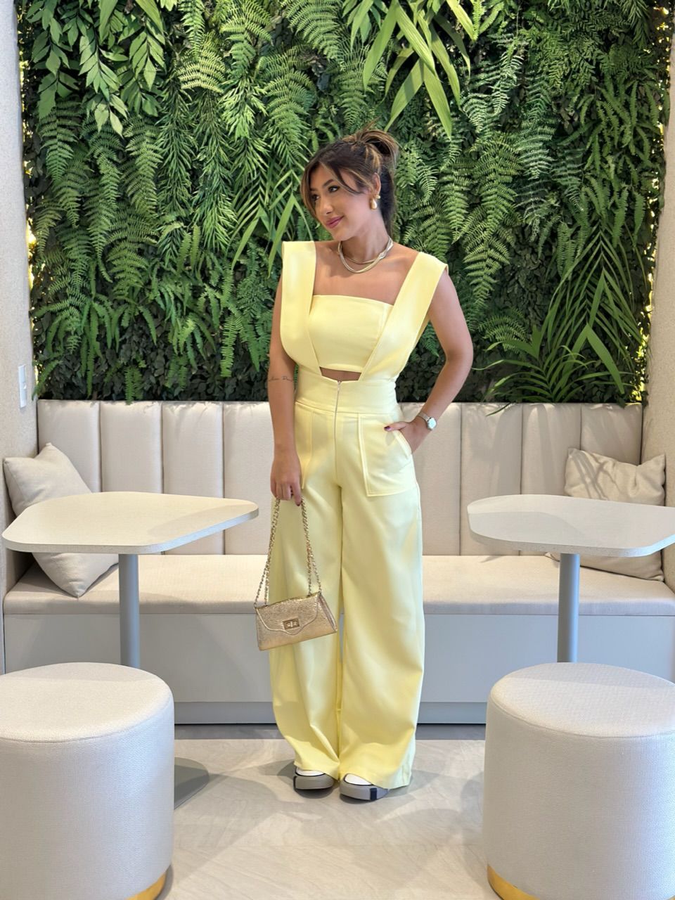 CONJUNTO CF SALOPETE CROPPED Amarelo - 0050950111 - CAROLLA FERRARO