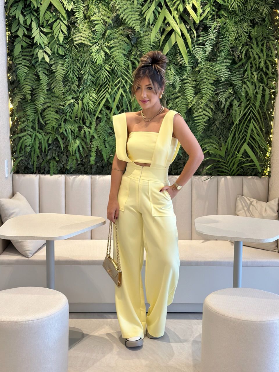 CONJUNTO CF SALOPETE CROPPED Amarelo