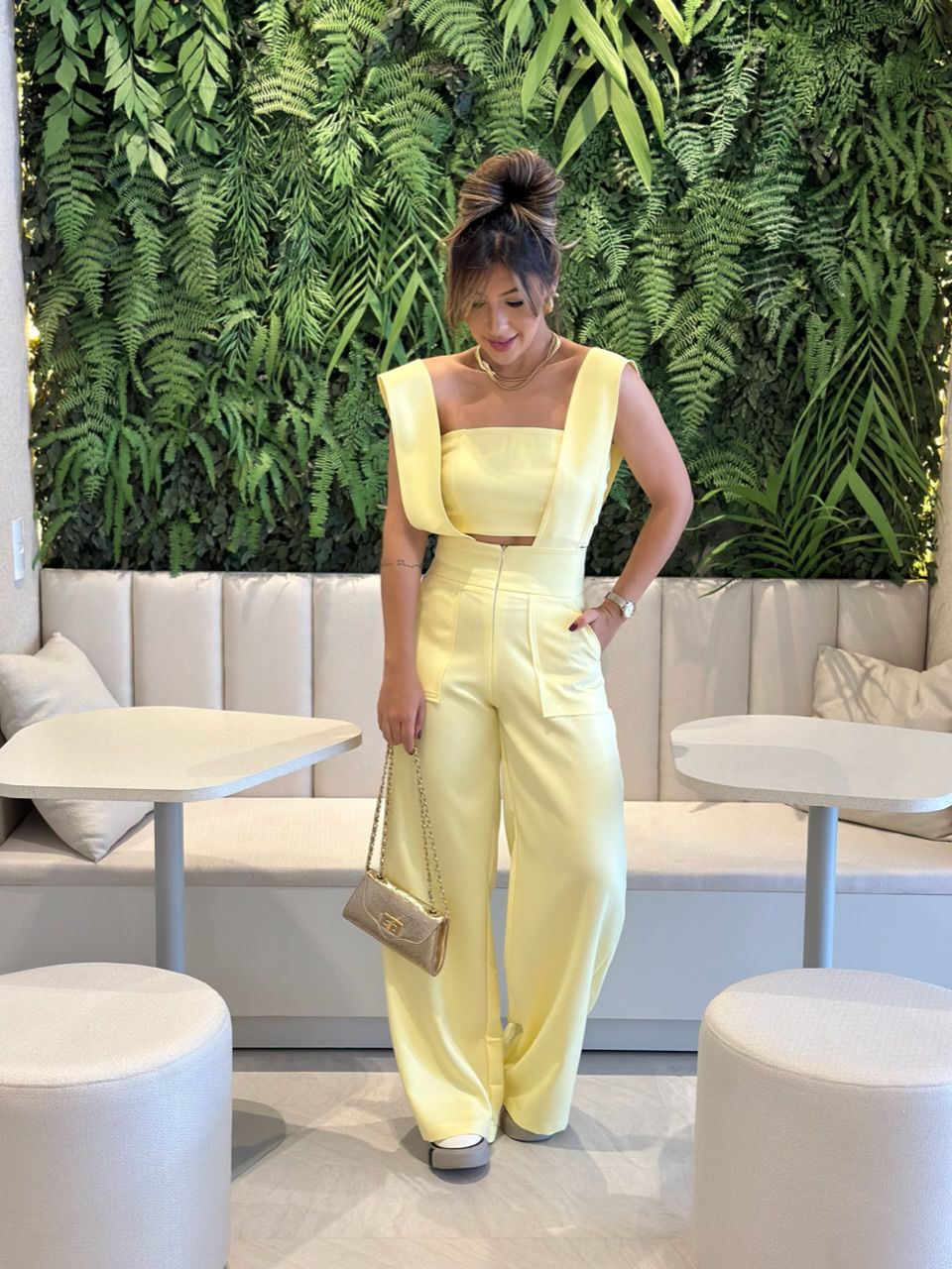 CONJUNTO CF SALOPETE CROPPED Amarelo