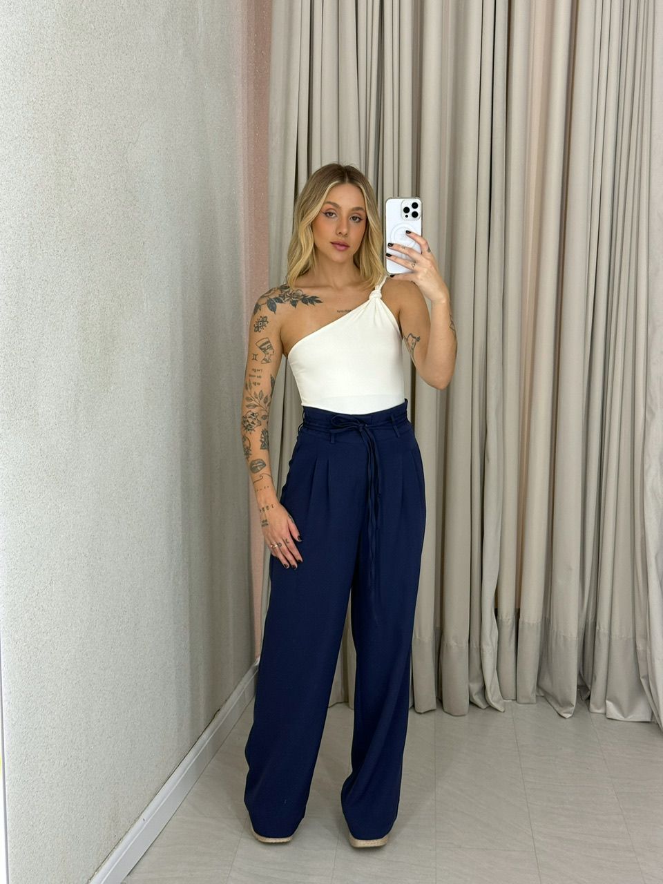 CALÇA YASMIN PANTALONA MARINHO