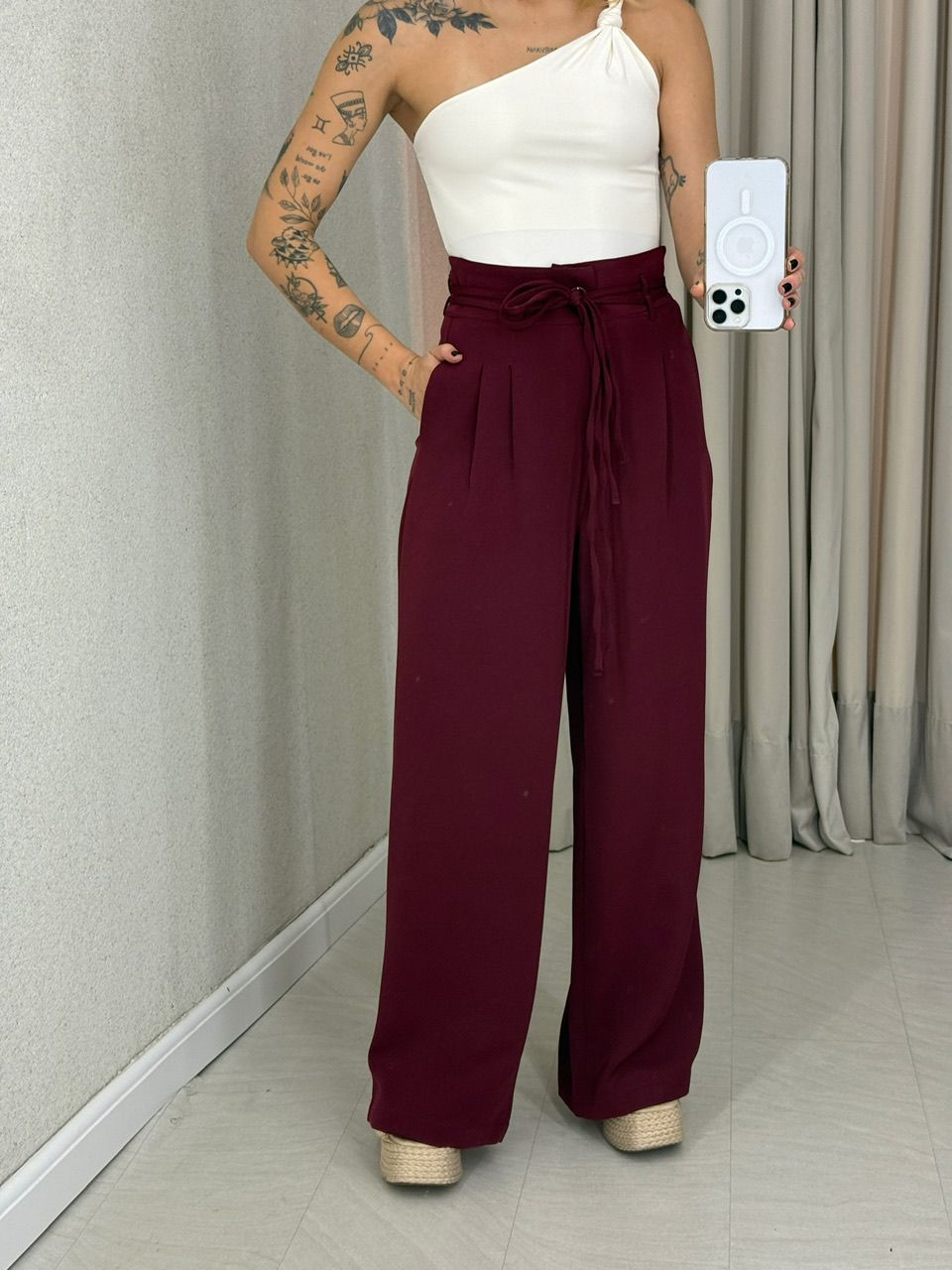 CALÇA YASMIN PANTALONA VINHO - 0063320168 - CAROLLA FERRARO