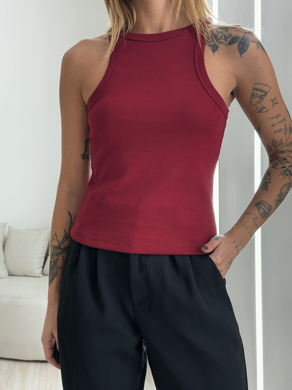 REGATA MARINA CANELADA CHERRY RED - 0051990330 - CAROLLA FERRARO