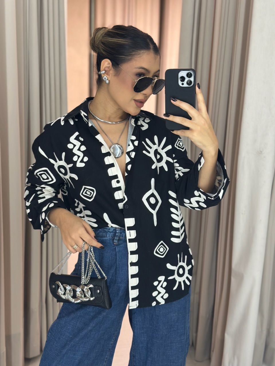 CONJUNTO ANA BEATRIZ ESTAMPADO PRETO