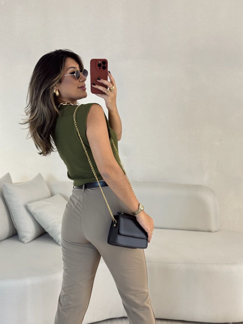 BLUSA VITÓRIA CANELADA VERDE