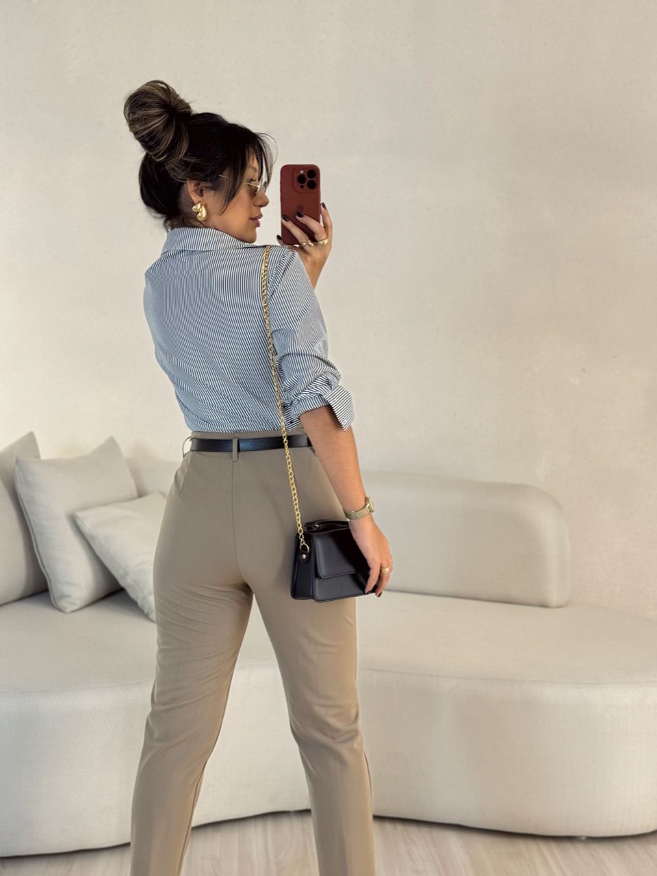 CAMISA ANA LUIZA LISTRADA PRETA