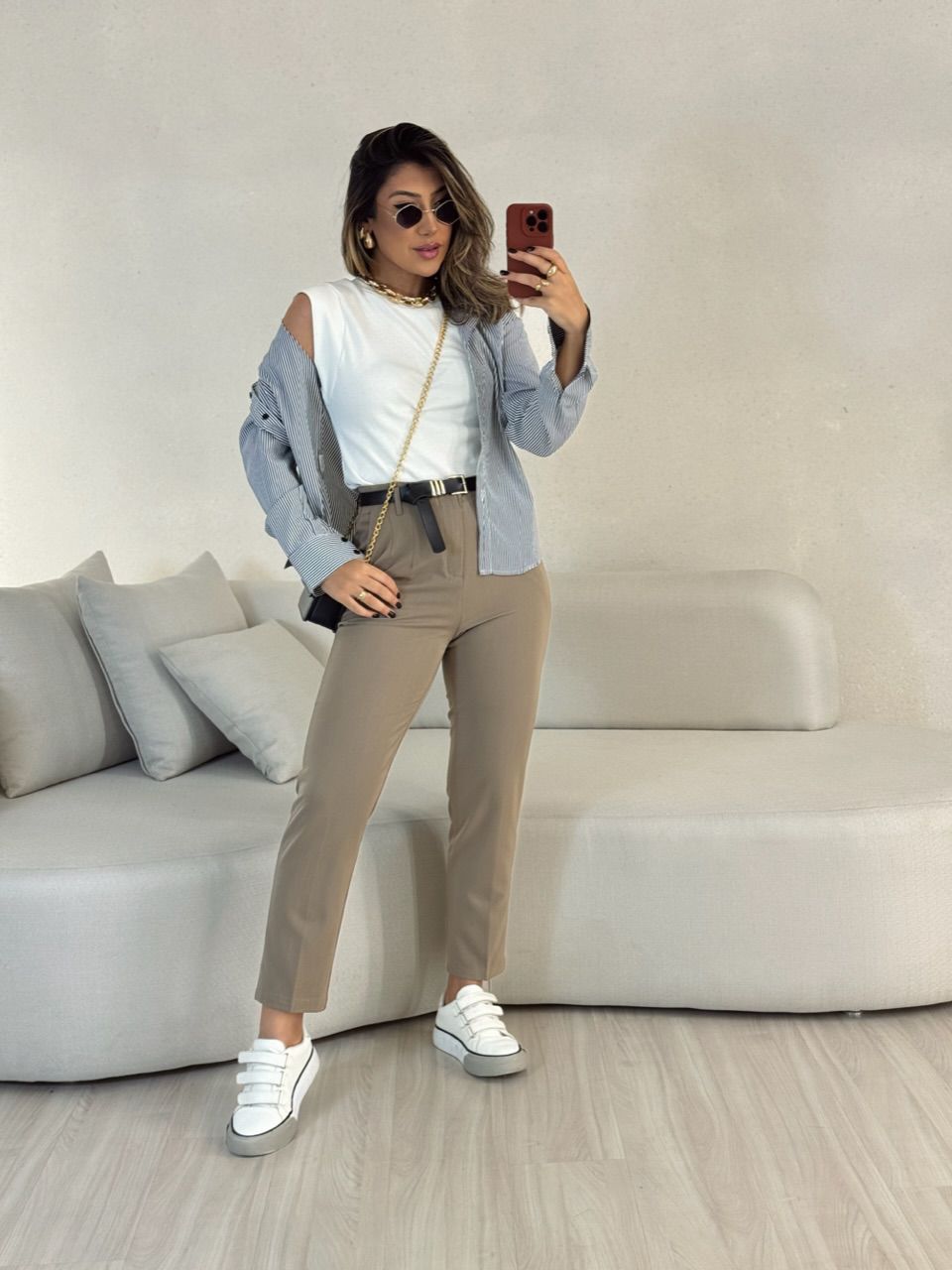 CAMISA ANA LUIZA LISTRADA PRETA