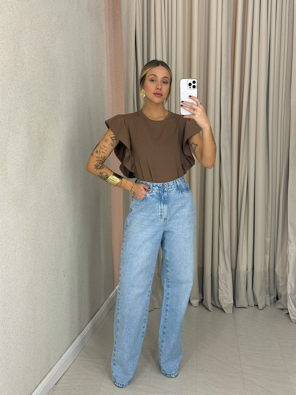 BLUSA ANA CLARA BABADOS MARROM
