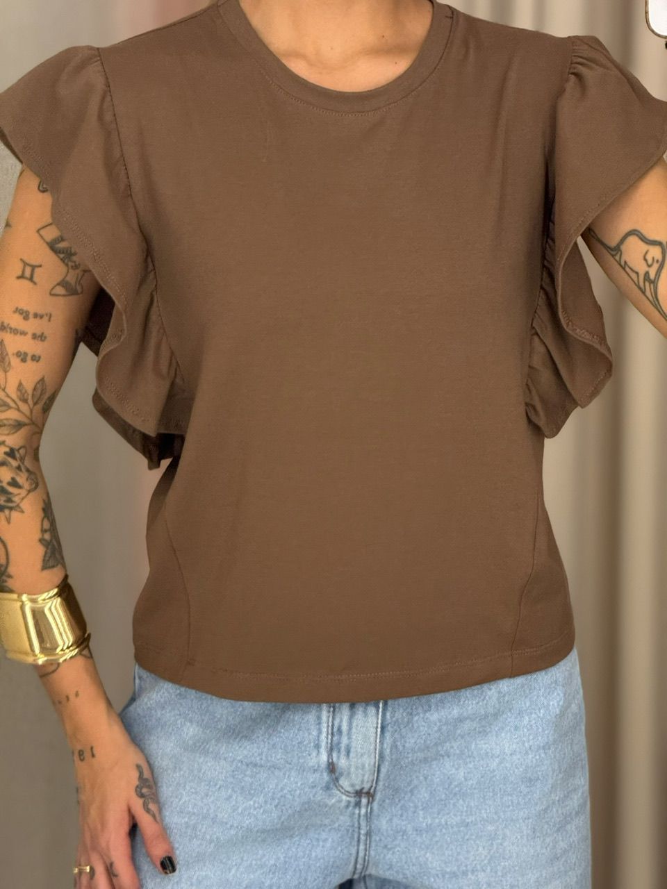 BLUSA ANA CLARA BABADOS MARROM