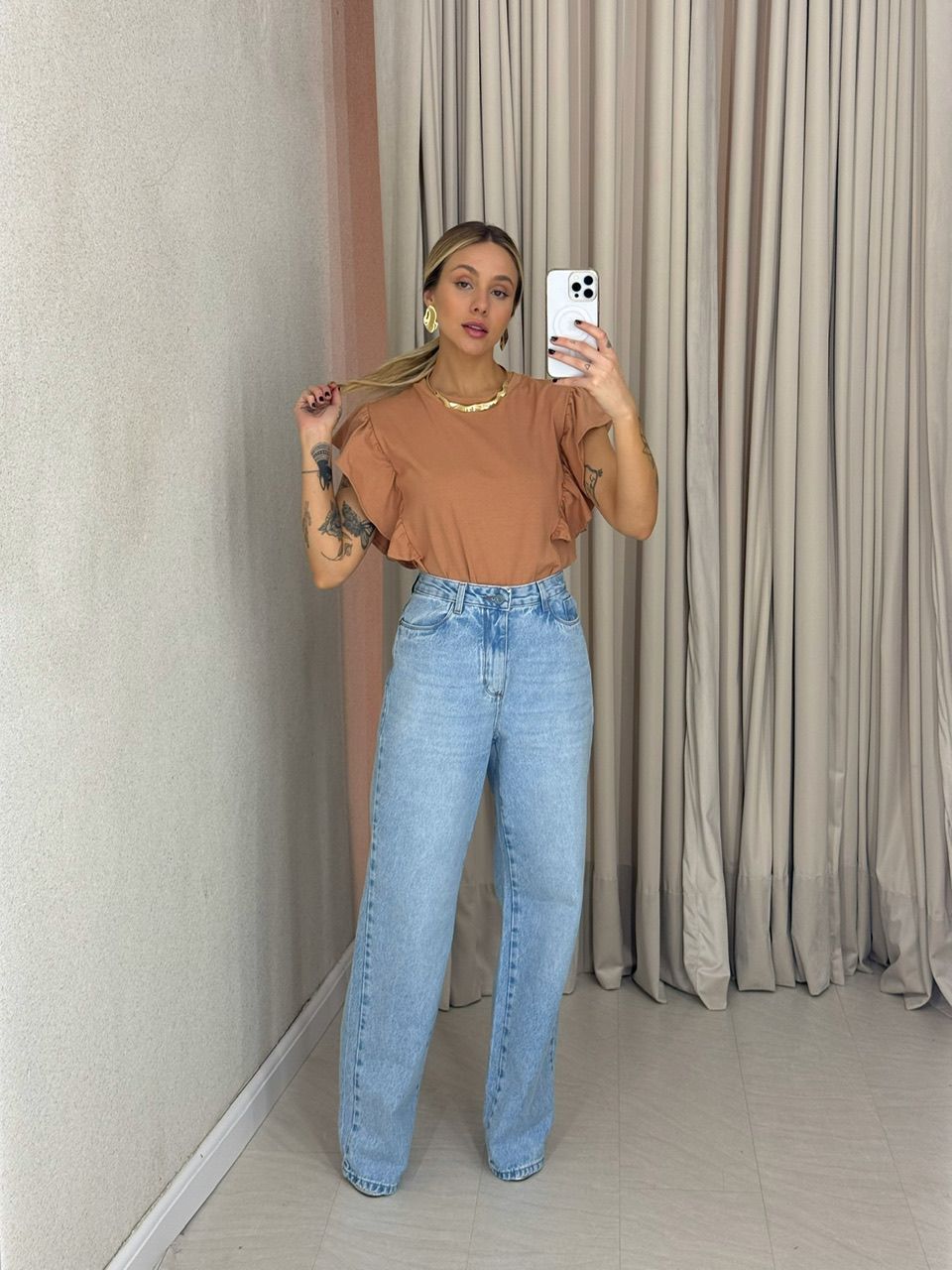 BLUSA ANA CLARA BABADOS NUDE