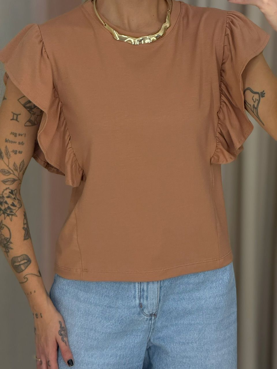 BLUSA ANA CLARA BABADOS NUDE