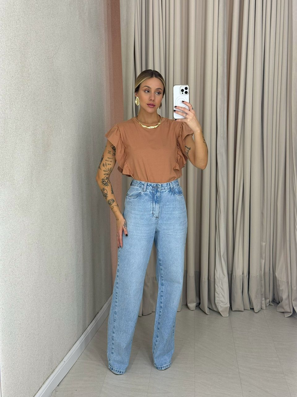BLUSA ANA CLARA BABADOS NUDE