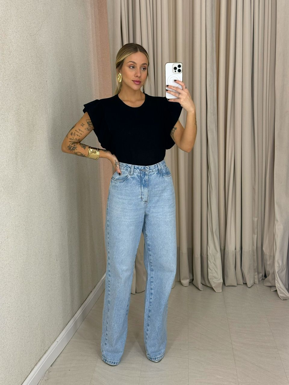 BLUSA ANA CLARA BABADOS PRETA