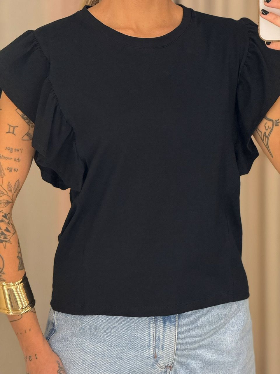 BLUSA ANA CLARA BABADOS PRETA