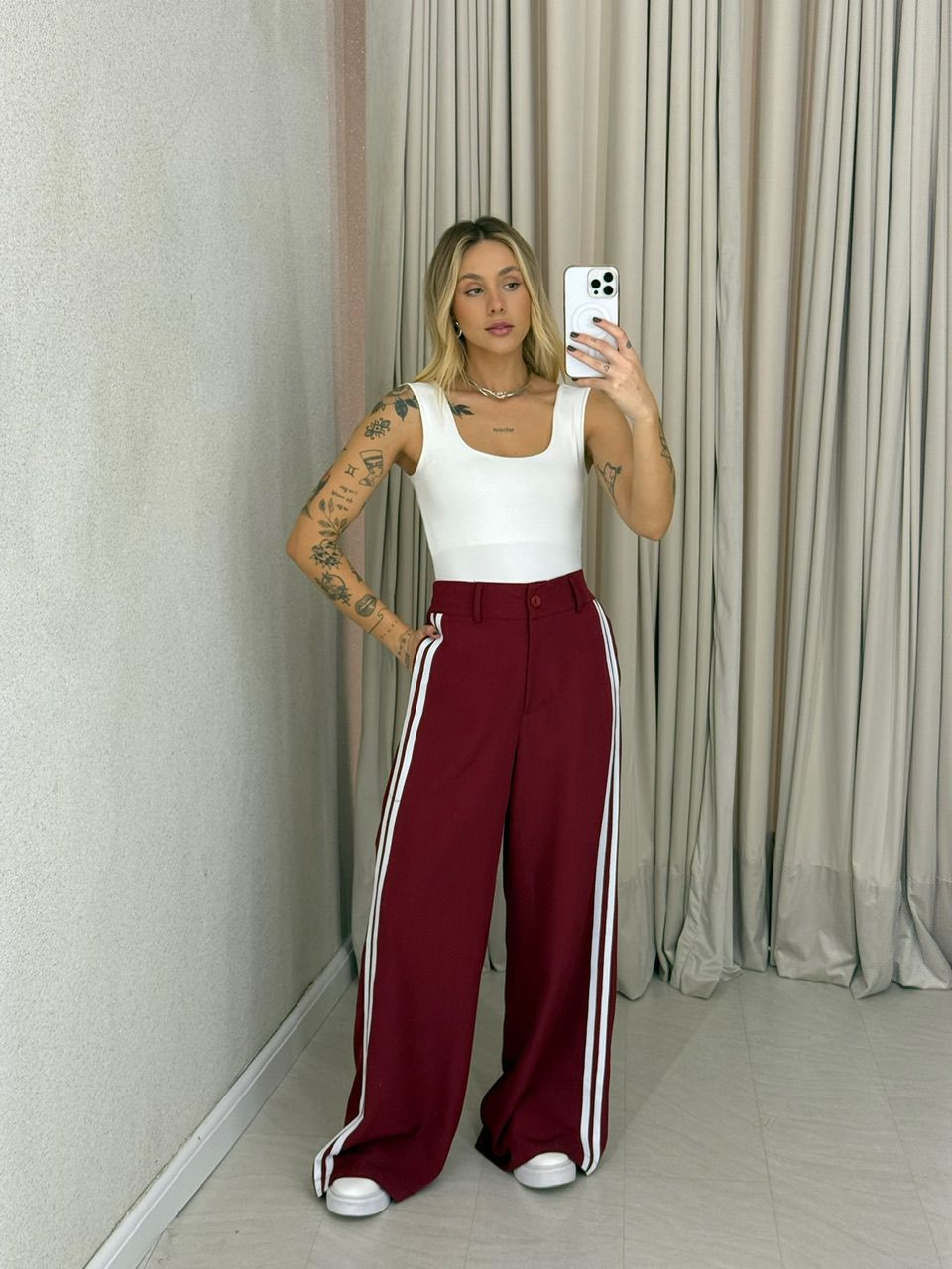CALÇA KATHERINE LISTRAS CHERRY RED