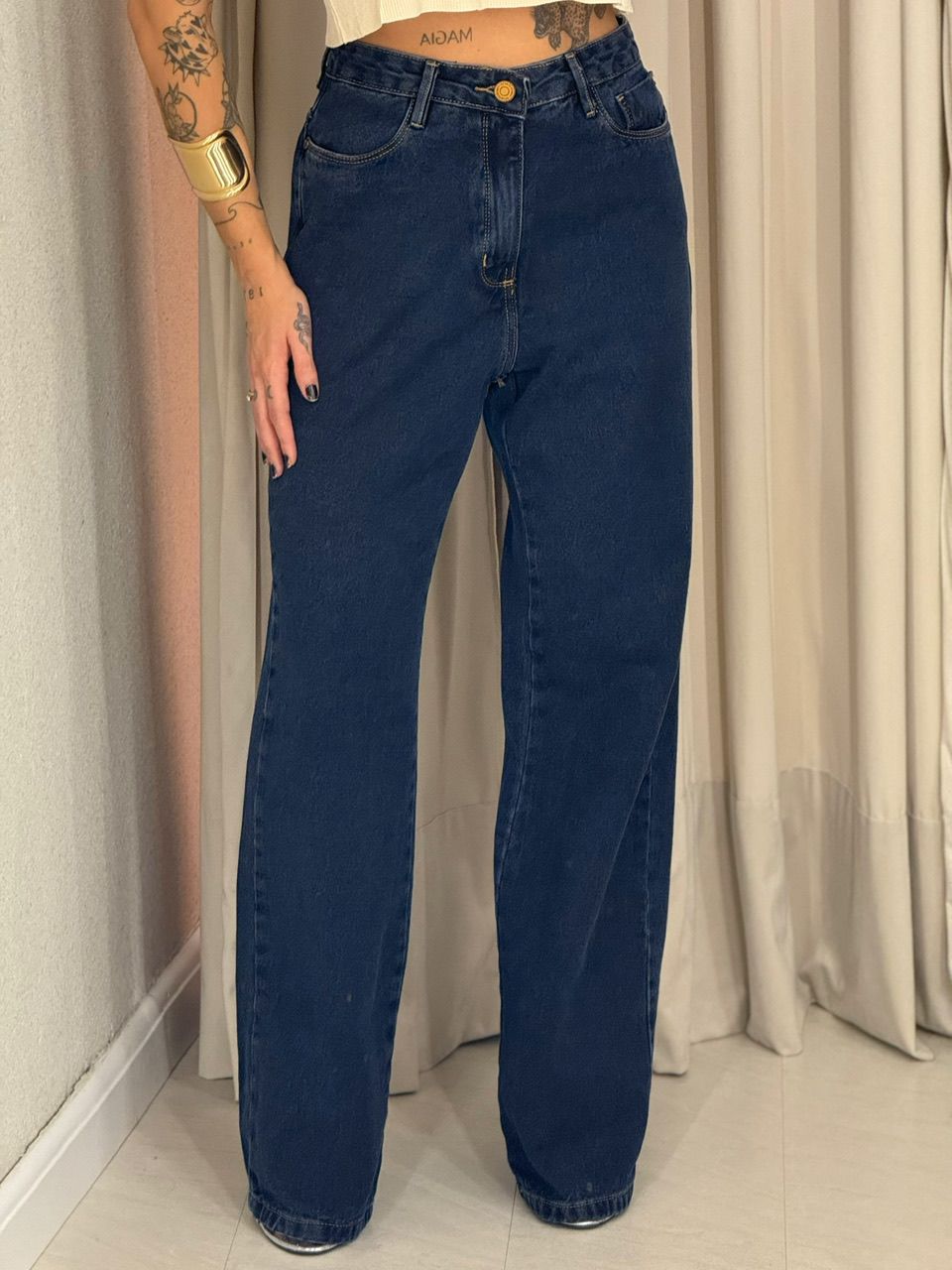 CALÇA PIETRA WIDE LEG JEANS ESCURO