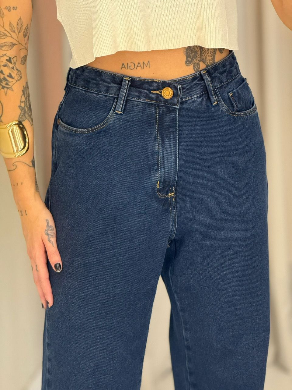 CALÇA PIETRA WIDE LEG JEANS ESCURO