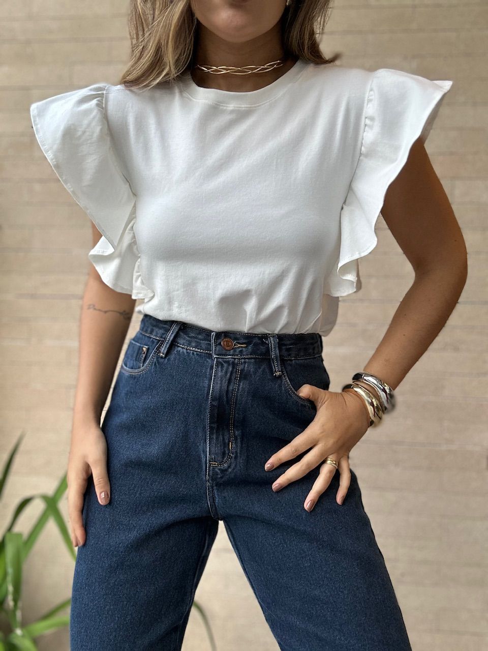 BLUSA ANA CLARA BABADOS OFF - 0065570048 - CAROLLA FERRARO