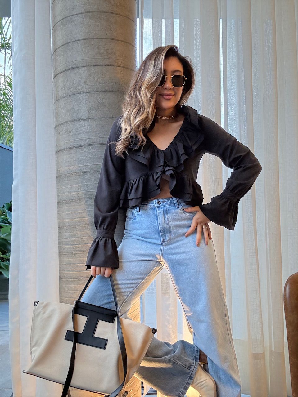 BLUSA JESSICA BABADOS PRETA