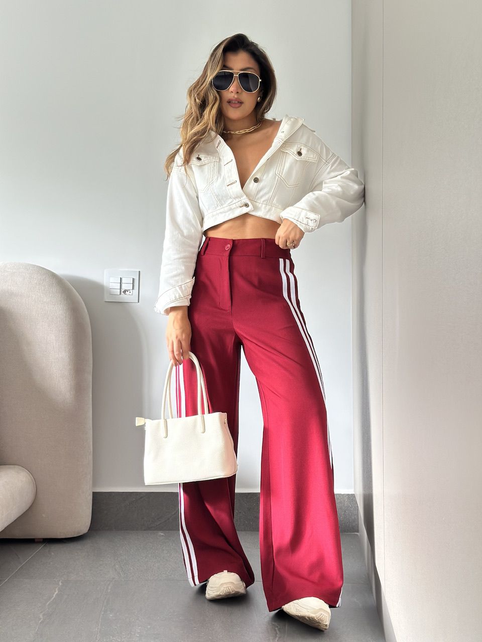 CALÇA KATHERINE LISTRAS CHERRY RED
