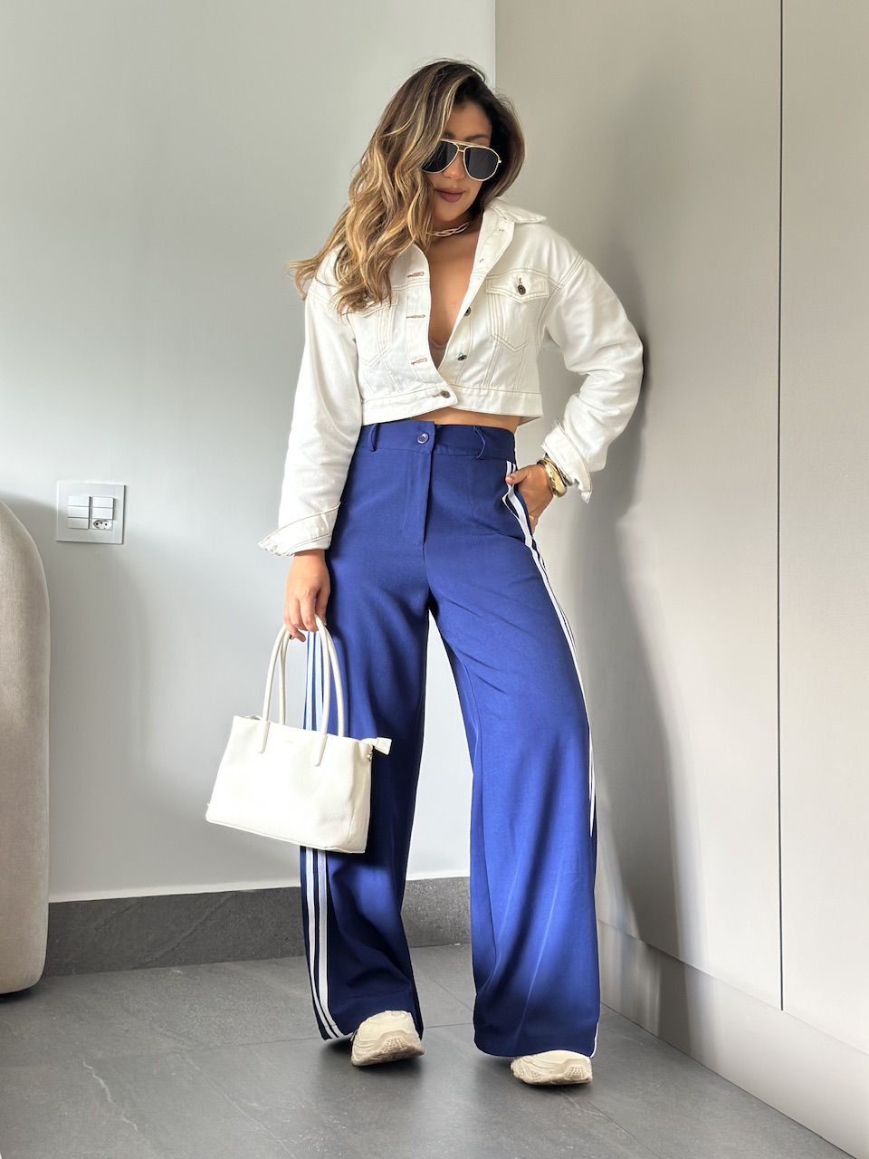 CALÇA KATHERINE LISTRAS MARINHO