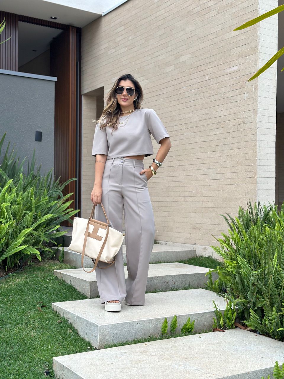 CONJUNTO MARIA LAURA CALÇA Caqui - 0065490096 - CAROLLA FERRARO