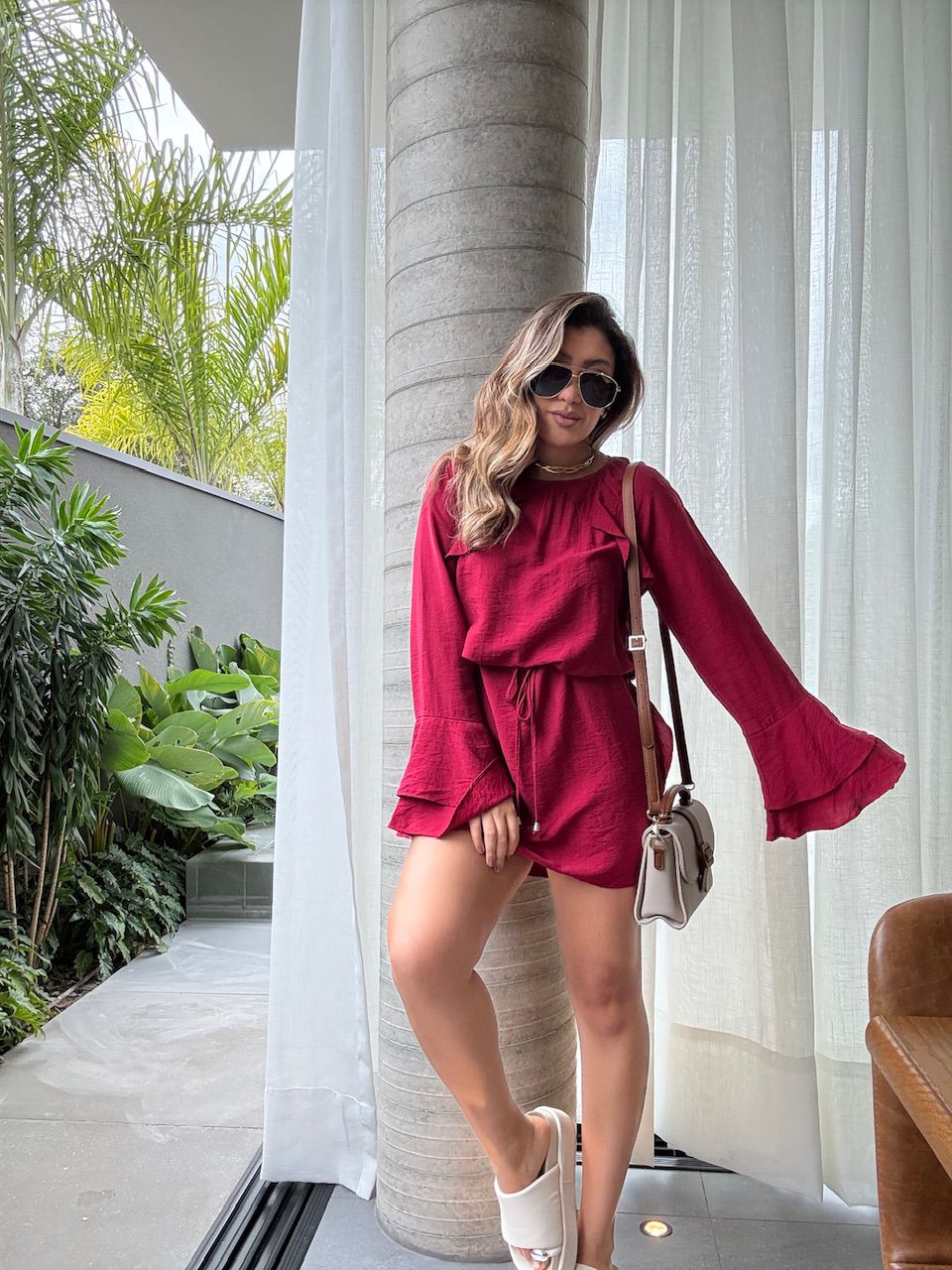 VESTIDO MAYUMI MANGA LONGA VERMELHO - 0065560006 - CAROLLA FERRARO
