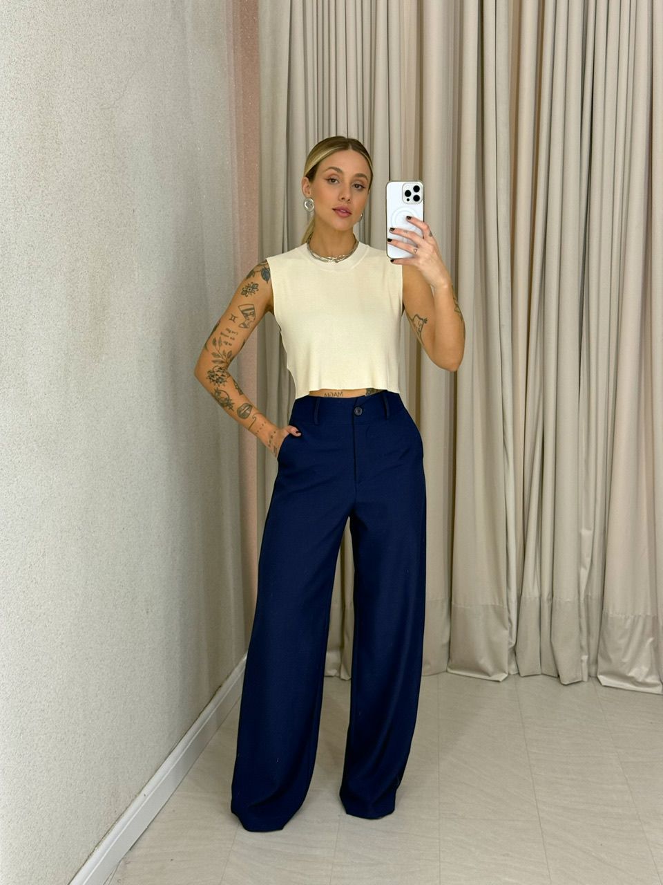 CALÇA EUNICE PANTALONA MARINHO