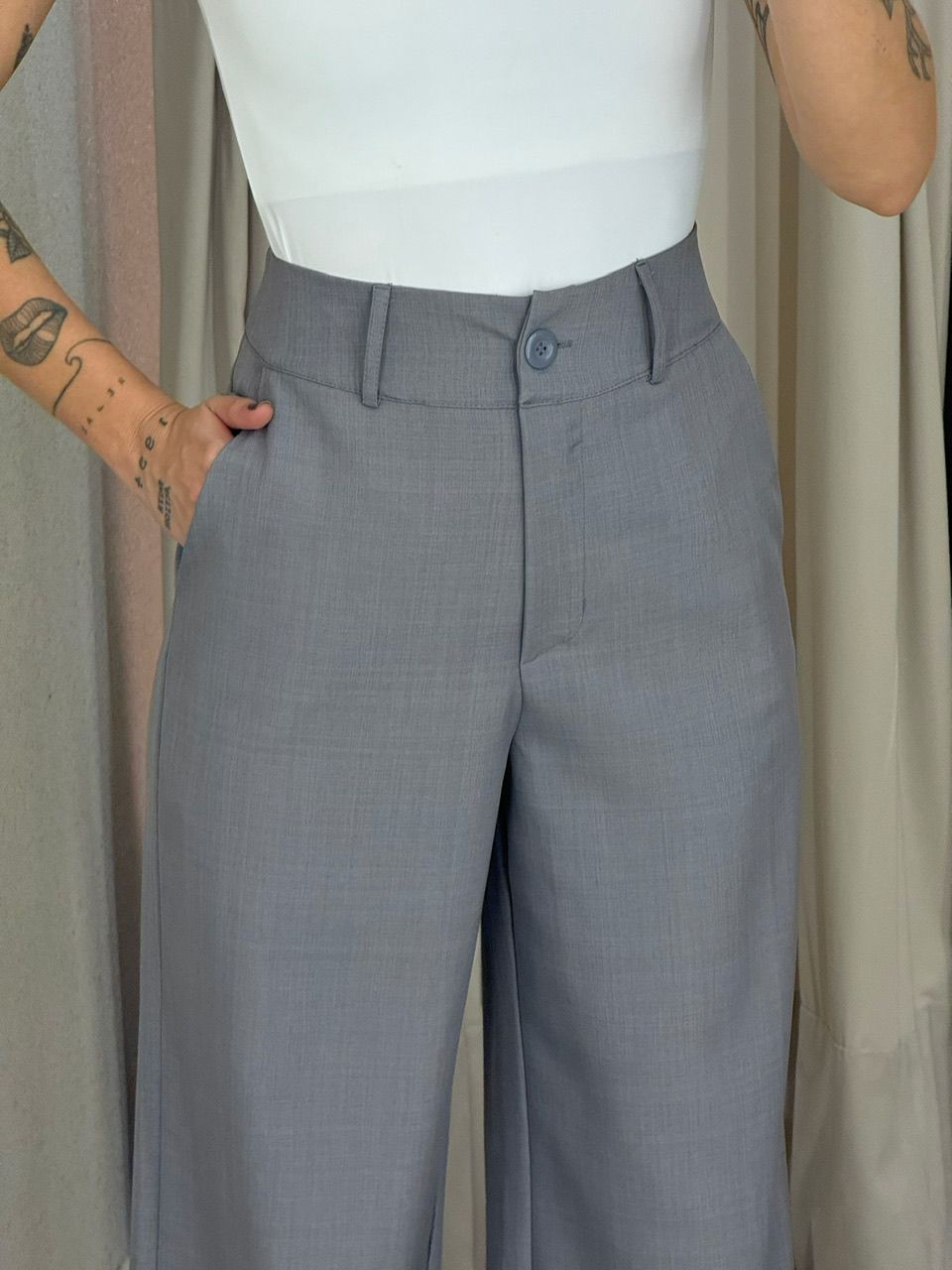 CALÇA EUNICE PANTALONA CINZA