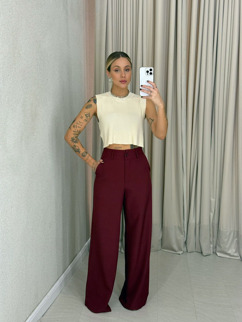 CALÇA EUNICE PANTALONA VINHO