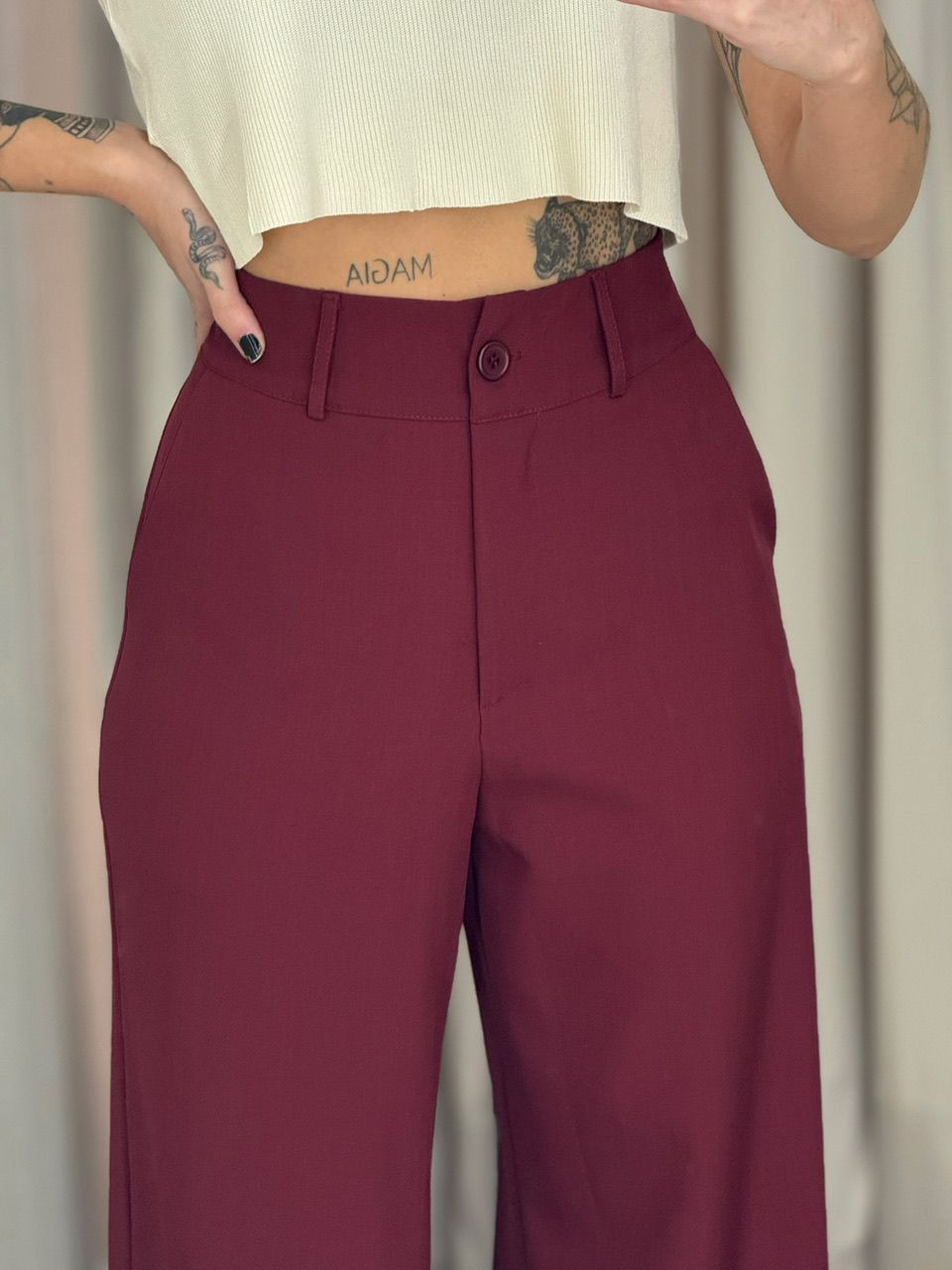 CALÇA EUNICE PANTALONA VINHO