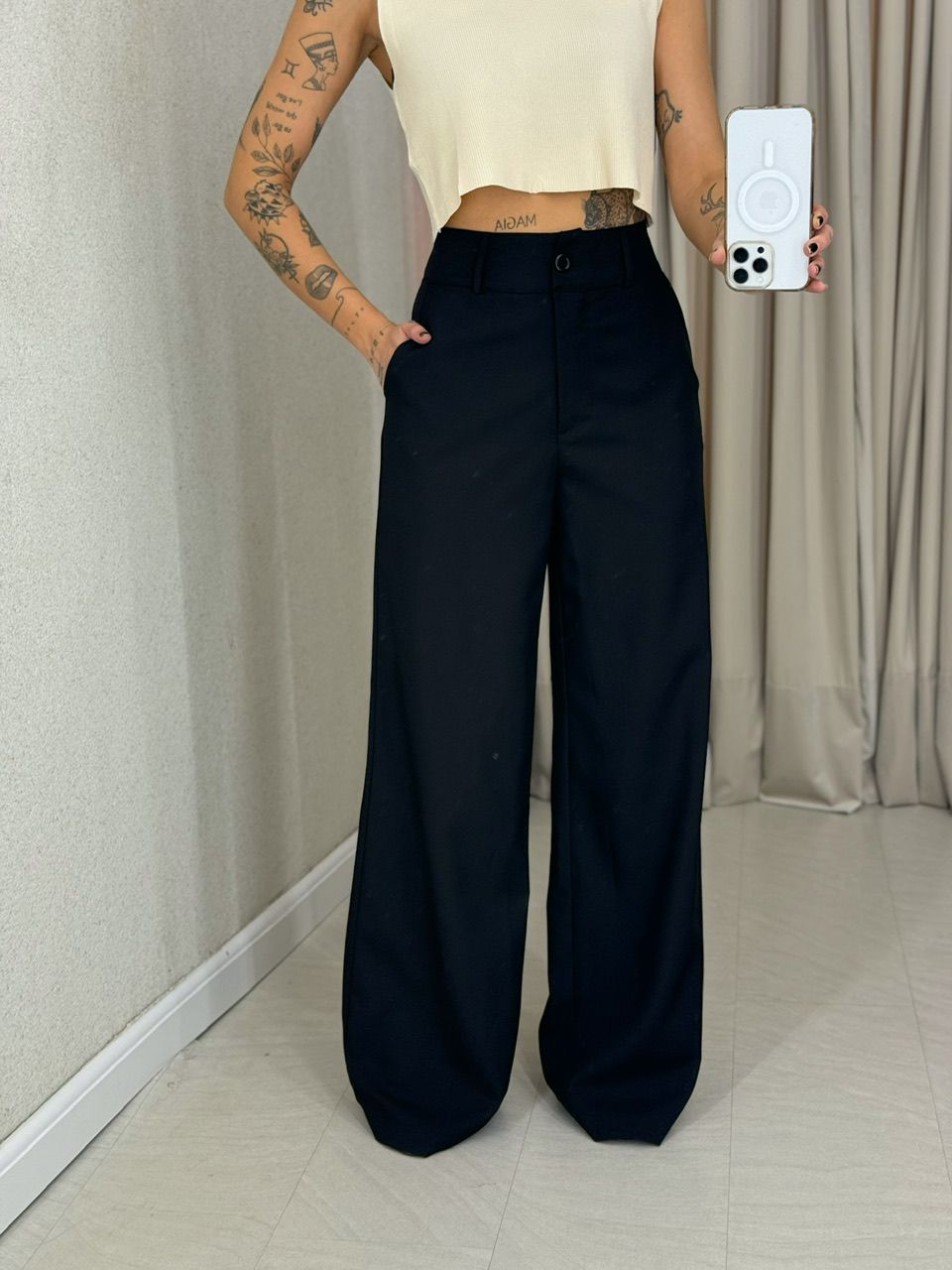 CALÇA EUNICE PANTALONA PRETA - 0065680033 - CAROLLA FERRARO