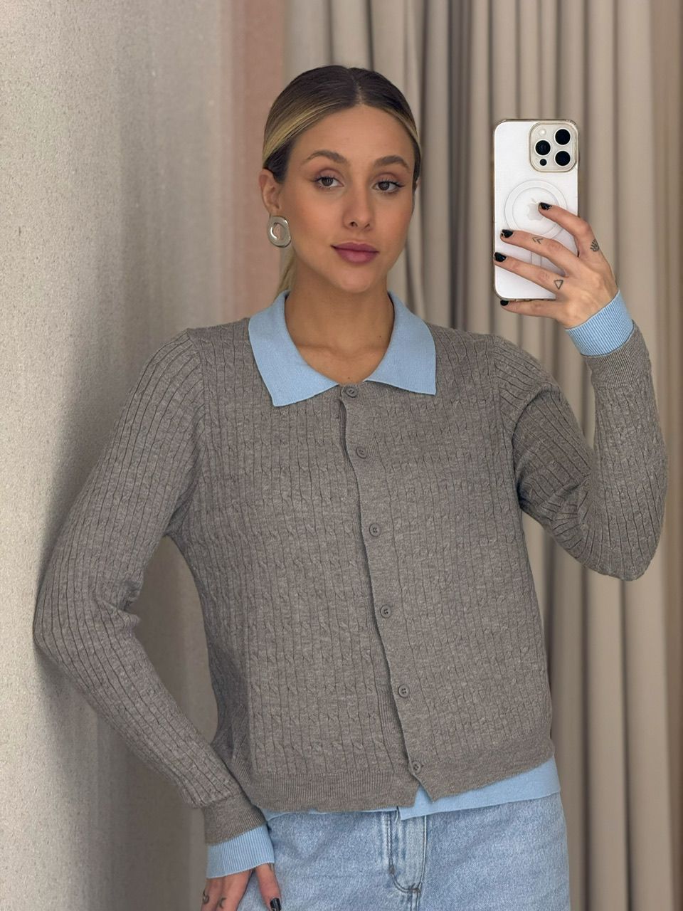 SUÉTER KAREN BOTÕES AZUL
