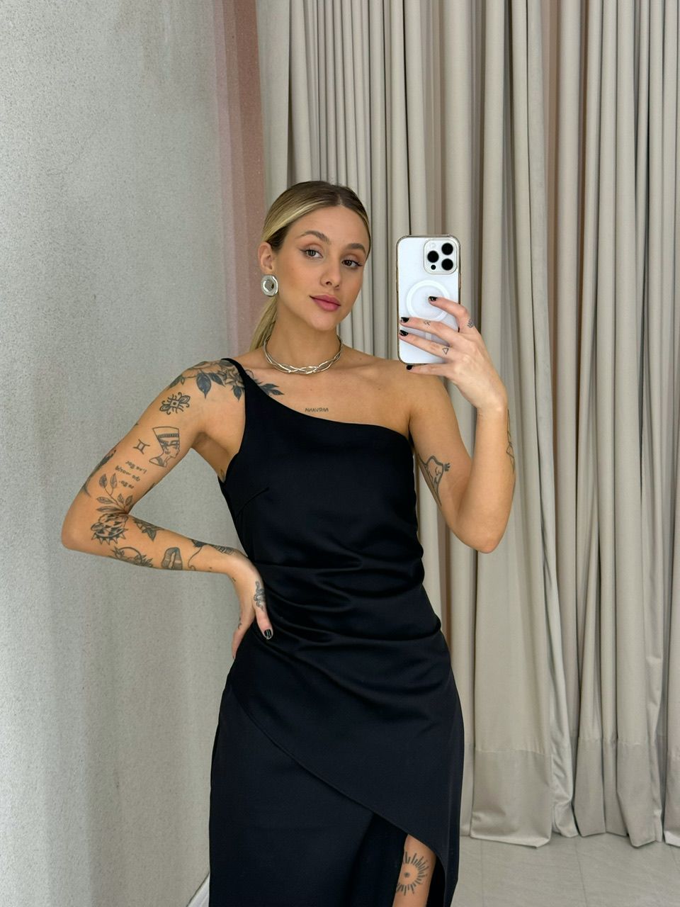 VESTIDO LUCY DRAPEADO preto